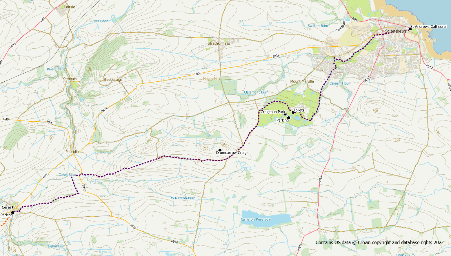 Fife Pilgrim Way route map