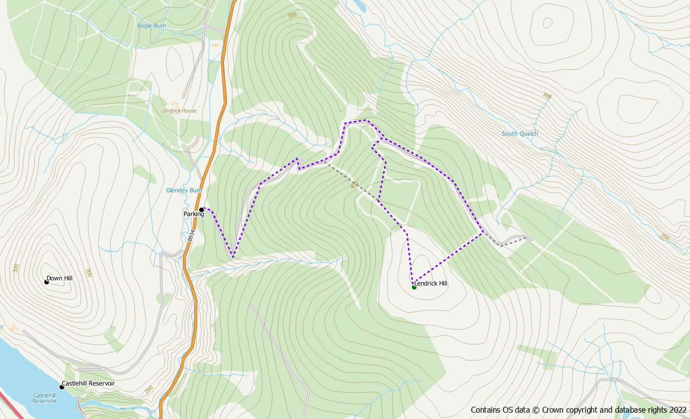 Route map Lendrick Hill
